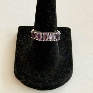 Stunning Oval Natural 5 Stone Amethyst Ring Sterling Silver Womens Size 6 New